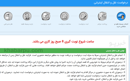 ورود به سایت پلاک پلیس pelak.epolice.ir, سامانه درخواست نقل و انتقال اینترنتی وسیله نقلیه, رزرو نوبت نقل و انتقال خودرو