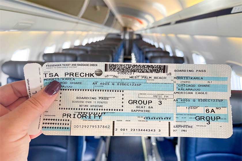 Pay attention to the information on the plane ticket